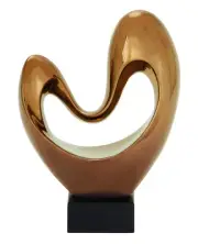 Polystone Abstract Decorative Sculpture Heart Home Decor Statue with Black Ba...