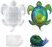 lyfLux 2 Pack 3D Sea Turtle & Snail Silicone Resin Molds for Epoxy Crafts - Reusable, Flexible, Non-Stick DIY Molds for Home Decor, Jewelry Making, Candle & Soap Making