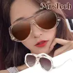 【MR.TECH 米特克】UV400防眩偏光太陽眼鏡時尚男女中性大框墨鏡(透明粗框飛行框WE-S31416-多色選)