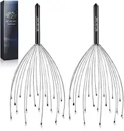 NICEMOVIC 2 Pack Head Massager Scalp Scratcher 20 Fingers Head Scratcher for Head Body Relaxing (Black & Black)