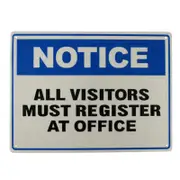 3x Warning Notice All Visitors Must Register At Office Sign 200x300mm Workshop