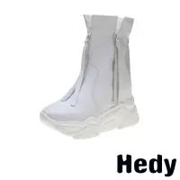 在飛比找momo購物網優惠-【Hedy】厚底馬丁靴 內增高馬丁靴/個性拉鍊流蘇造型復古厚