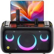 Ikarao Break X1 Portable 800W Karaoke Machine Speaker with 13.3 Inch Lyrics Display Android Tablet,2 self charging Wireless Mics