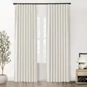 SHINELAND Beige Cream Black Out Curtains 84 Inches Long for Bedroom Windows w...