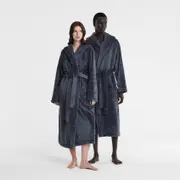 Sheridan Elemental Hooded Plush Robe in Carbon/Grey Size: Small Medium Material: Polyester @Sheridan Rewards