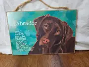 Chocolate Lab Labrador Retriever Wood Pastel Home Decor Sign Wall Hanging