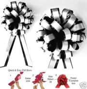 20 pcs BLACK WHITE 8" PULL PEW BOW WEDDING CHAIR DECORATION