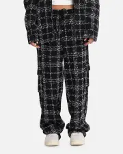 [XXIII] Xxiii Boucle Tweed Cargo Pants Black/white - Size L L Black/White