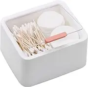 Tecbeauty 2 Compartments Cotton Swab Ball Qtip Holder Jar White Qtip Dispenser with Lid for Bathroom, Plastic