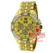 Mens Yellow Dial Face Gold Tone Joe Rodeo Solid Steel Back Metal Band Watch 46mm