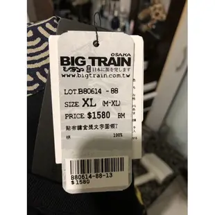 墨達人BIG TRAIN貼布繡金漿文字原領男T恤（XL)