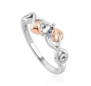 Welsh Clogau Silver, Rose Gold & White Topaz Tree Of Life Ring UK-L US-5 1/2