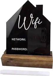 WiFi Password Sign - Acrylic WiFi Logo, Internet Sign | Custom WiFi Password Sign with Erasable Pen, Writeable Display Network Sign for Home, Business, Restaurants