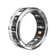 Smart Ring Fitness Tracker Rate Monitor Sleep Recorder Activity Reminder with Charging Case,IP68 Waterproof(9#)