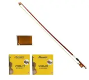 New Merano Violin Bow + 2 Sets of Strings + Rosin 4/4 Full Size