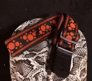 Ovation Elite Epaulette Design Guitar Strap Red And Black w/Black Leather Ends