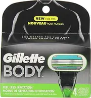 Gillette Body Men's Razor Blade Refills, 4 Count, Mens Razors / Blades