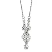 Fashion 1928 Silver-Tone White Crystal Flower W/3In Ext. Necklace