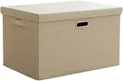 Cotton and Linen Fabric Storage Box,Extra Large Laundry Basket,Home Clothing Storage Case,Clothes Handle Case,with Handle,Foldable Storage for Clothes and Toys Stuff Box,Beige