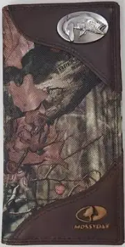 ZEP-PRO Largemouth Bass Fish MOSSY OAK Roper Camo WALLET TIN GIFT BOX
