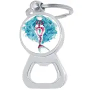 Mermaid Skeleton Bottle Opener Keychain - Metal Beer Bar Tool Key Ring