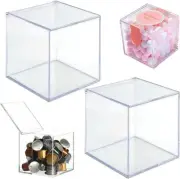2 Pcs Acrylic Square Organizer Containers 2.56 x 2.56 x 2.56 Inch Clear Plastic