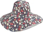 [Yoogain] Stars Red White Retro Foldable Hats for Women Sun Protection for Sun Decorative Sun Shade hat for Womens Sun Protection Elegant Sombrero Playa para Mujer, Stars Red White Retro, One Size