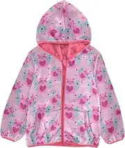 [GuoChe] Girls Sherpa Lined Hoodie Valentine's Day Pink Hearts Cartoon Pigs Cute Toddler Boy Dress Coat pink Zip Sweatshirt 3T