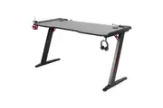 LED Gaming Desk Computer Table with Cup Holder Headphone Hook Cable Hole