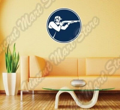 Trap Shooting Shotgun Man Aiming Wall Sticker Interior Decor 22"X22"