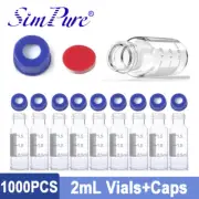 [1000PCS] 2ml Clear Glass Autosampler Vials+ Caps HPLC GC Screw Top HPLC Agilent