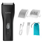 2023 Electric Body Groomer Pubic Hair Trimmer for Men Balls Shaver Clipper Male Sensitive Private Parts Razor (Black)