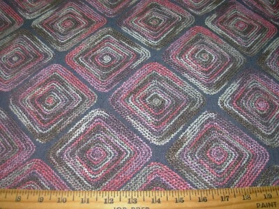 12 2/8 YDS KING TEXTILES CREWEL EMBROIDERED GEOMETRIC UPHOLSTERY FABRIC FOR LESS