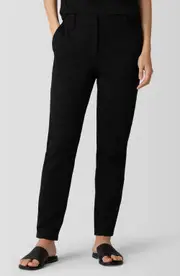 Eileen Fisher Jersey Tapered Ankle Trousers in Black at Nordstrom, Size Small