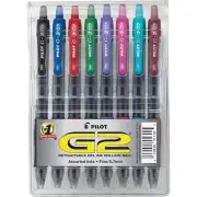 Pilot Rollerball Pen G2 Assorted Ink Gel Premium Retractable, Pack of 8 31128
