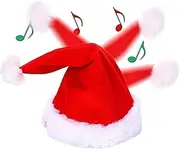 Successfun Singing Dancing Electric Christmas Santa Hat, Plush Velvet Party Hat, Unisex - Kids & Adults, White & Red, Christmas Occasion