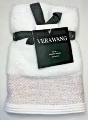 Vera Wang White FINGERTIP Towels Lavender BORDER 12 X 18 INCHES NWT