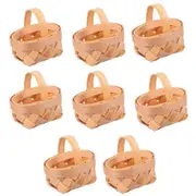 8PCS Mini Woven Baskets with Handles for Favors Crafts Decor Photo Prop Wood color