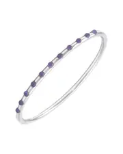 Steel Lavender Agate Bangle Bracelet