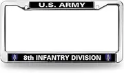 US Army Infantry License Plate Frame for Military Infantry Division Flag Weather-Proof Army 8th Infantry Vet License Plate Frame Thankful Gift for Infantry Solider