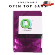 100pc Rose Purple Metallic Mylar Foil Heat Sealable Sample Size Bags ~2.3x3.5in
