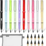 10 Pcs Inkless Eternal Pencil With Case, Everlasting Writing Instrument With 10 Replacement Nibs, Infinite Reusable Erasable Unlimited Writing for Student Adult Artist Drawing