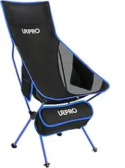 Upgraded Outdoor Camping Chair Portable Lightweight Folding Camp Chairs with Headrest & 2-Sided Pocket High Back for Outdoor Backpacking Hiking Travel Picnic Fishing Blue