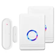 Wireless Door Open Chime Magnetic Entry Alert 48 Tune LED Flash Sensor+2Receiver