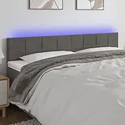 Bed Headboard LED, Beds Head Frame LED Headboard Dark Grey 200 cm Velvet