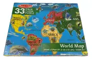 Melissa & Doug World Map Floor Puzzle 33pcs Homeschool Educational 6+
