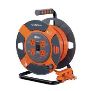 Link2Home Cord Reel 80 ft. Extension Cord 4 Power Outlets – 14 AWG SJTW Cable...