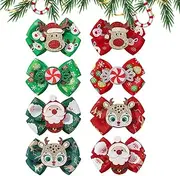 Christmas Bow Barrette | Colorful Christmas Boutique Hair Clips,Pack Of 8 Decorative Festive Holiday Alligator Clips For Girls