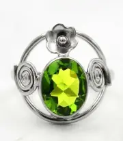 Natural 2CT Peridot 925 Solid Genuine Sterling Silver Ring Sz 6 @B4-6