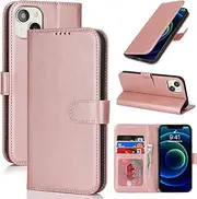for iPhone 13 Mini Case Leather Wallet with Card Holders Money Slots Magnetic Flip Cover SunYoo Case 騁ui Portefeuille Pour Homme Femmes Coque Porte Feuille Carte for iPhone 13Mini Pink